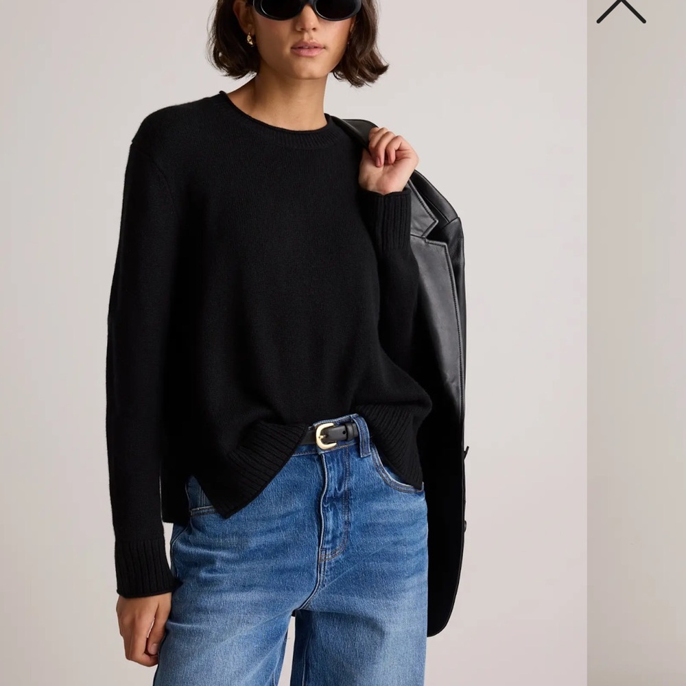 Quince Women's Black Crew Neck Sweater - Picture 4 of 5
